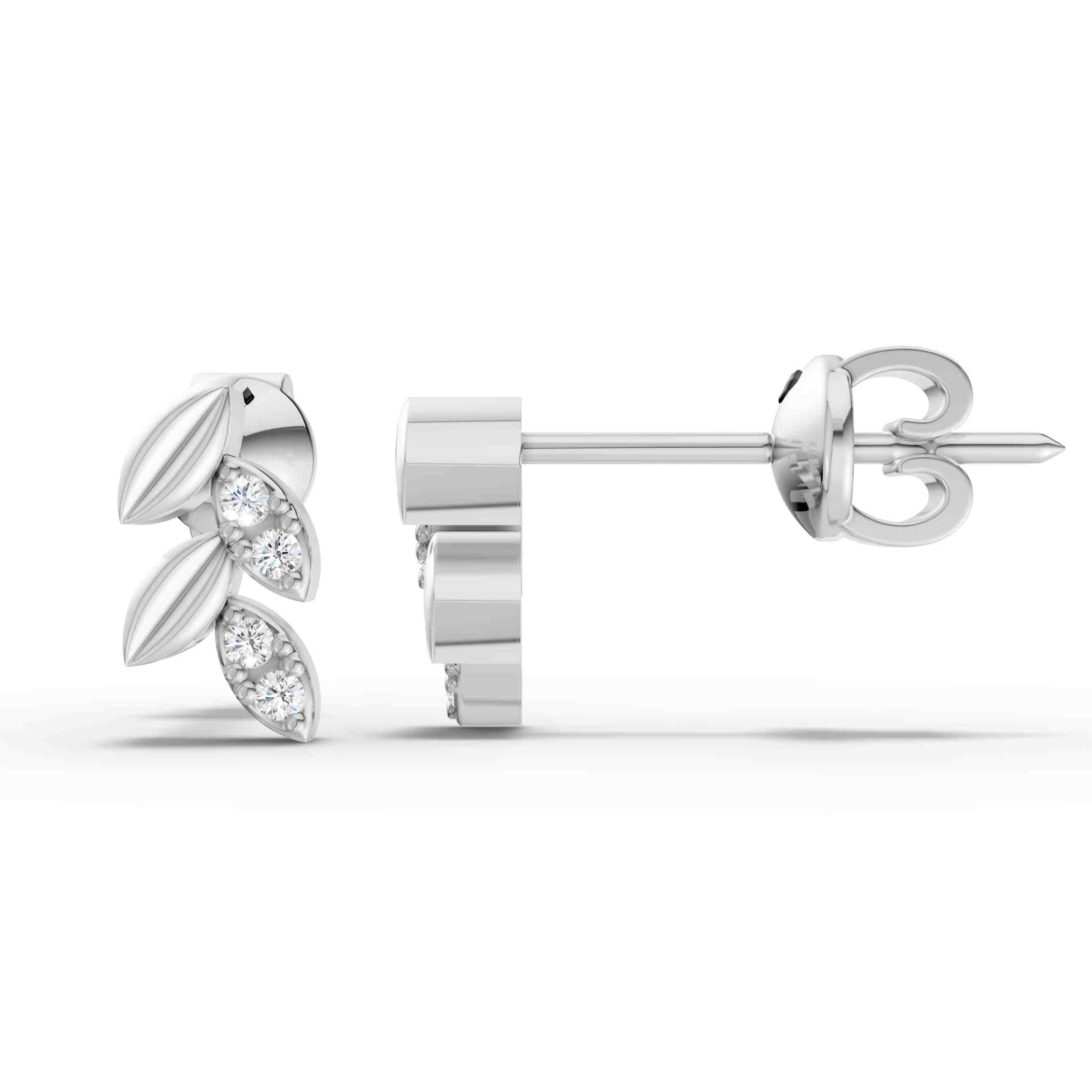 Leaf Drop Diamond Accent Earrings